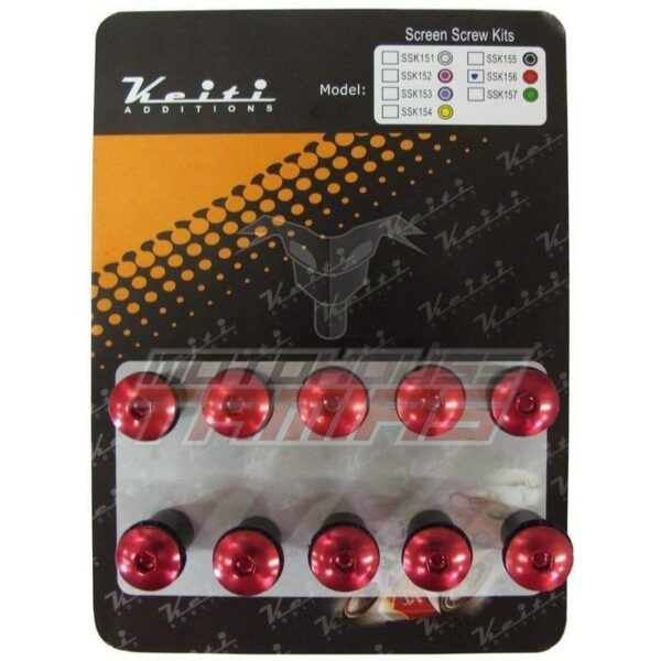 Σετ βίδες φέρινκ με λστιχοπαξιμάδια για ζελατίνα μοτοσυκλέτας KEITI κόκκινες