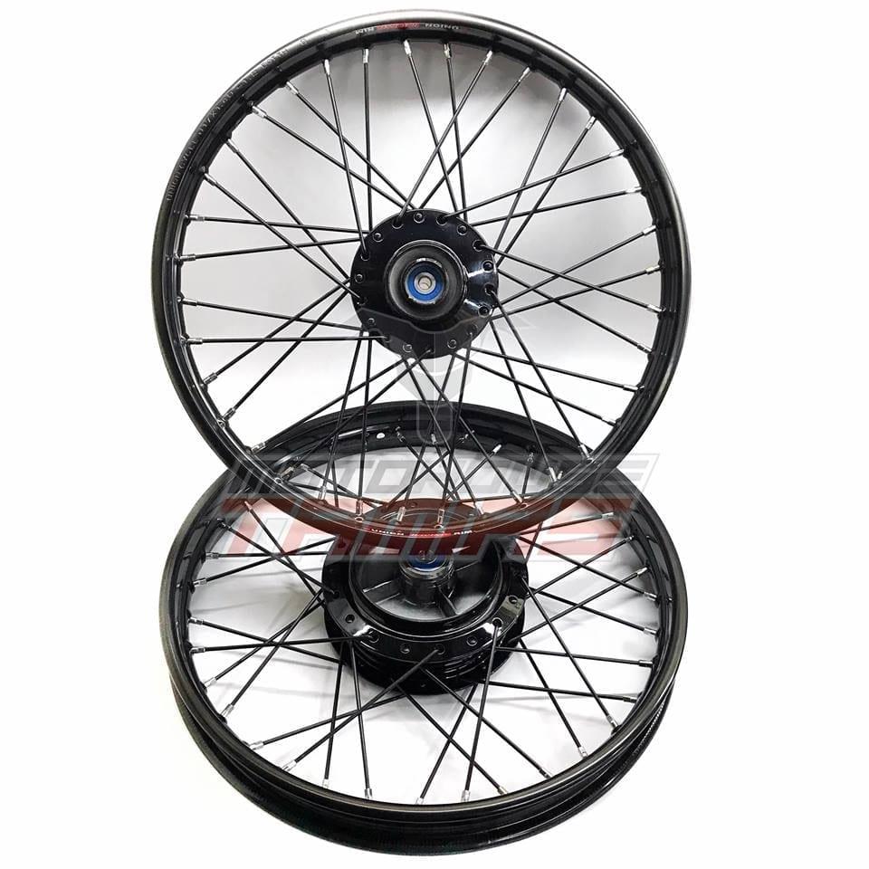 Ζάντες σετ UNION JAPAN μαύρο στεφάνι μαύρο κέντρο μαυρες ακτινες με ρουλεμαν YAMAHA CRYPTON X 135 / T 110