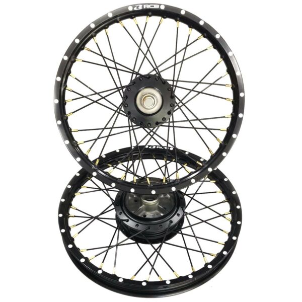 Ζάντες με μαύρα στεφάνια RACING BOY μαύρες ακτίνες, μαύρα κέντρα με τρύπες HONDA ASTREA GRAND 100