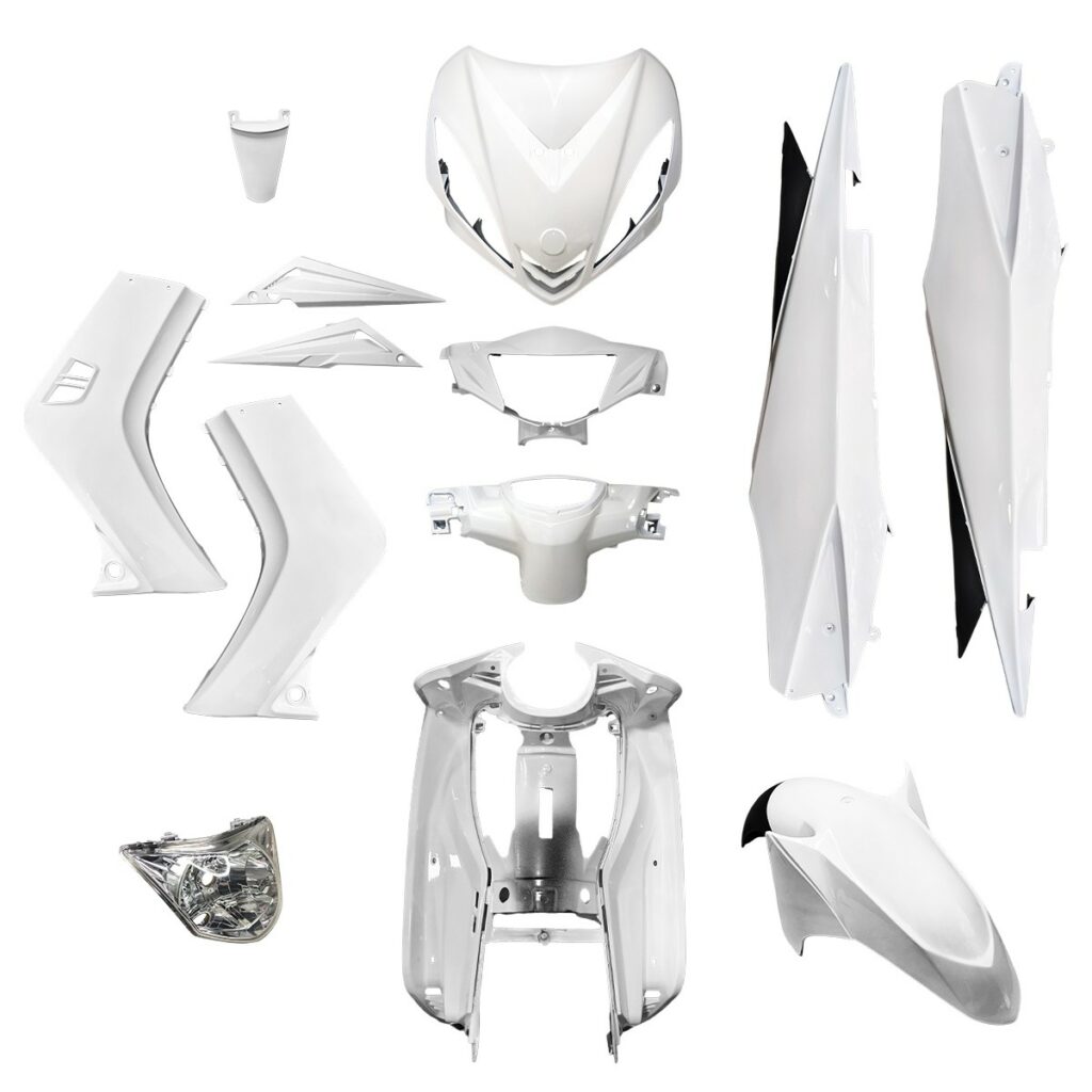 ΚΟΥΣΤΟΥΜΙ ΣΕΤ ΠΛΑΣΤΙΚΩΝ ΚΟΜΠΛΕ ΜΕ ΦΑΝΑΡΙ 12ΤΜΧ YAMAHA CRYPTON X 135 ΛΕΥΚΟ