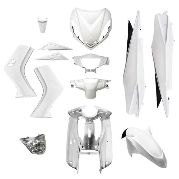 ΚΟΥΣΤΟΥΜΙ ΣΕΤ ΠΛΑΣΤΙΚΩΝ ΚΟΜΠΛΕ ΜΕ ΦΑΝΑΡΙ 12ΤΜΧ YAMAHA CRYPTON X 135 ΛΕΥΚΟ